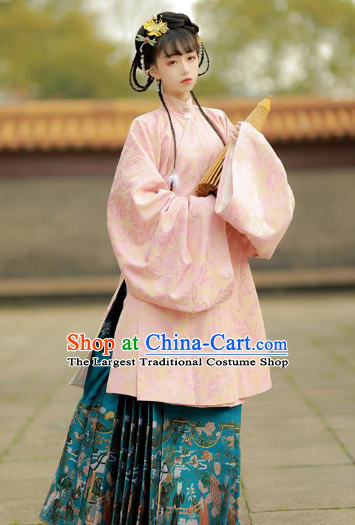 Chinese Traditional Noble Lady Hanfu Clothing Ancient Royal Princess Dress Garments Ming Dynasty Winter Historical Costumes