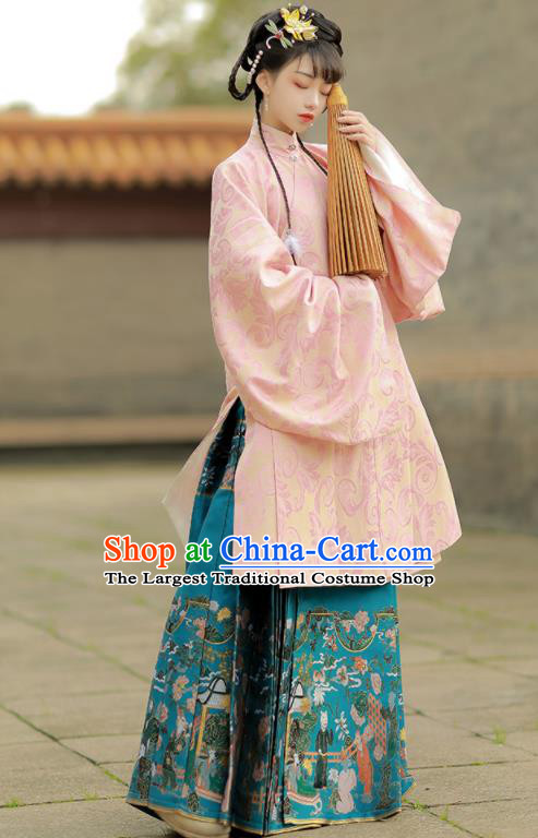 Chinese Traditional Noble Lady Hanfu Clothing Ancient Royal Princess Dress Garments Ming Dynasty Winter Historical Costumes