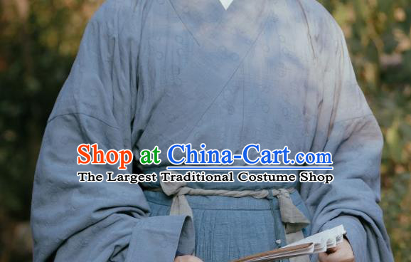 Chinese Ancient Royal Prince Garments Jin Dynasty Historical Costumes Traditional Scholar Blue Hanfu Clothing