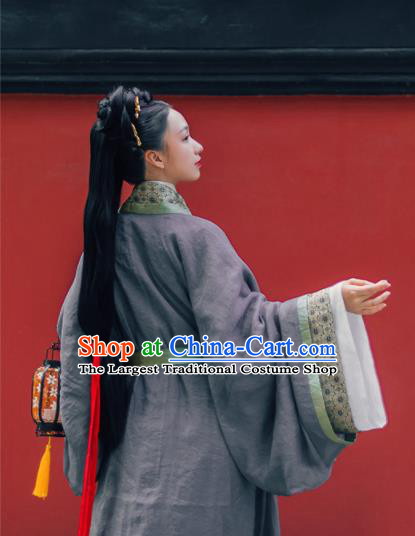 Chinese Ancient Palace Lady Dress Garments Jin Dynasty Princess Historical Costumes Traditional Hanfu Straight Front Robe Clothing