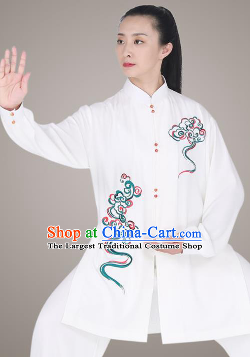 Chinese Tai Ji Competition Uniform Martial Arts Competition Clothing Tai Chi White Outfit Top Kung Fu Costumes