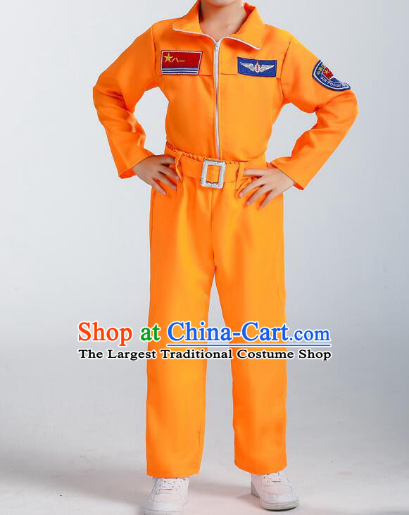 Chinese Modern Dance Orange Suit Stage Performance Clothing Spaceman Dance Costume Space Field Officers Uniform