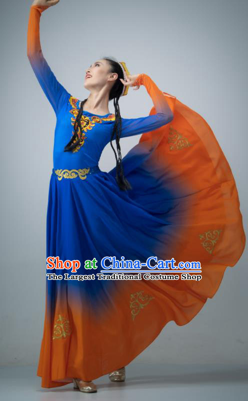 Chinese Xinjiang Dance Dress Ethnic Dance Clothing Uyghur Nationality Women Stage Performance Costume