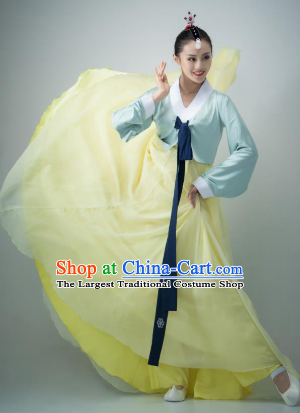 Chinese Chaoxian Nationality Stage Performance Costume Women Group Dance Yellow Dress Classical Dance Clothing