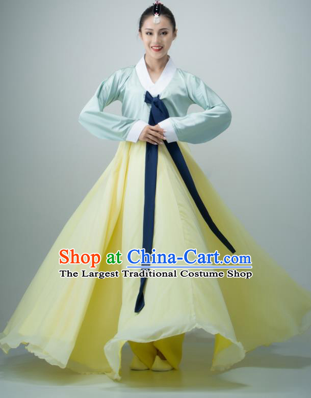 Chinese Chaoxian Nationality Stage Performance Costume Women Group Dance Yellow Dress Classical Dance Clothing