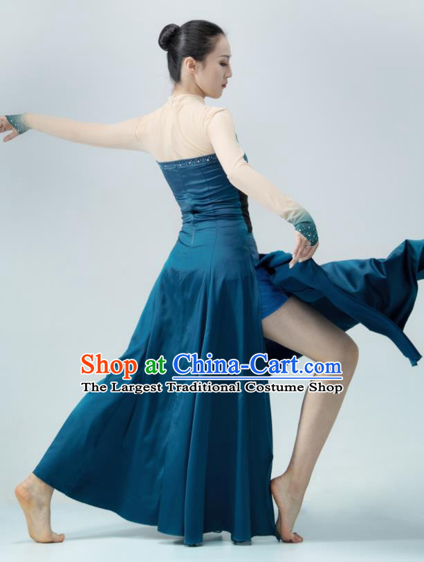 Chinese Women Group Dance Deep Blue Dress Modern Dance Clothing Stage Performance Costume