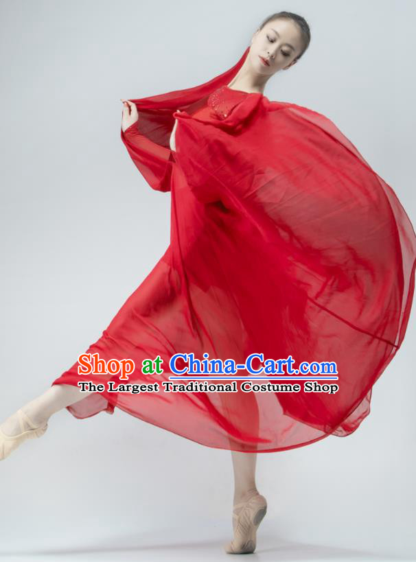 Chinese Stage Performance Costume Women Group Dance Red Dress Modern Dance Clothing