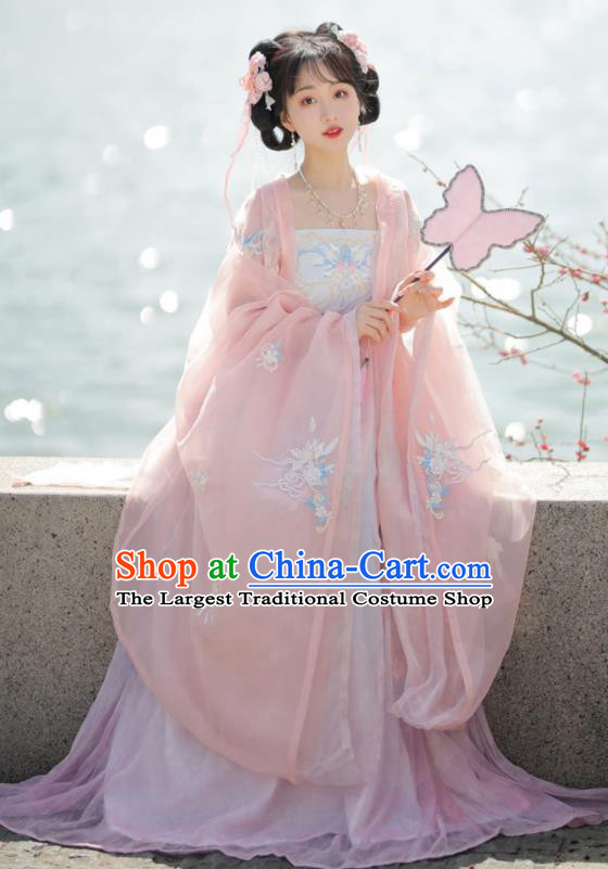 China Traditional Hanfu Dress Tang Dynasty Young Lady Clothing Ancient Princess Garment Costumes Complete Set
