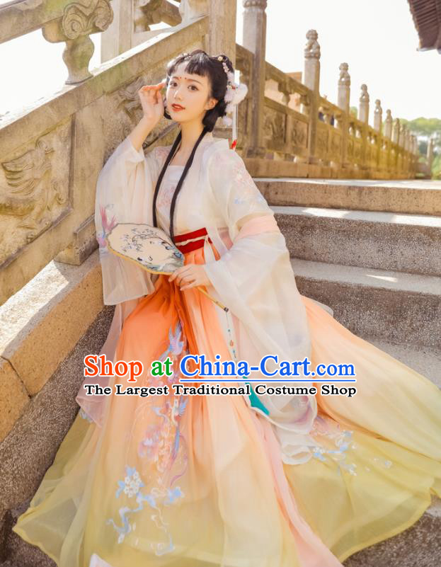 Chinese Traditional Hanfu Dresses Song Dynasty Young Lady Garment Costumes Ancient Royal Princess Clothing