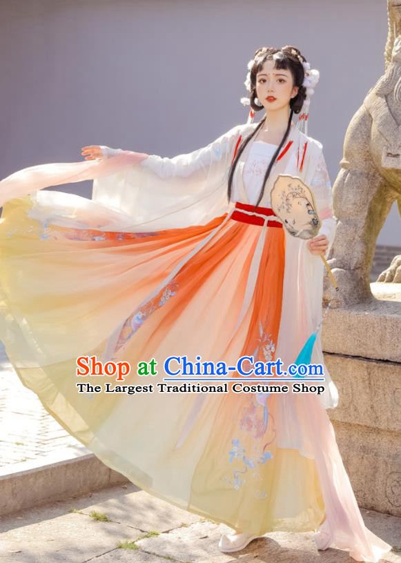 Chinese Traditional Hanfu Dresses Song Dynasty Young Lady Garment Costumes Ancient Royal Princess Clothing