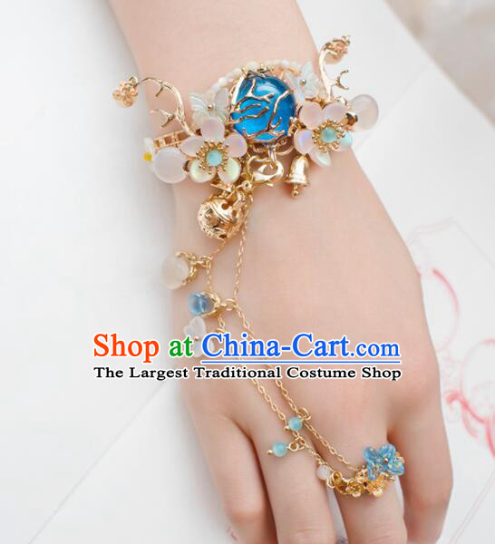 Chinese Traditional Jewelry Ancient Princess Bracelet Handmade Hanfu Bangle with Ring