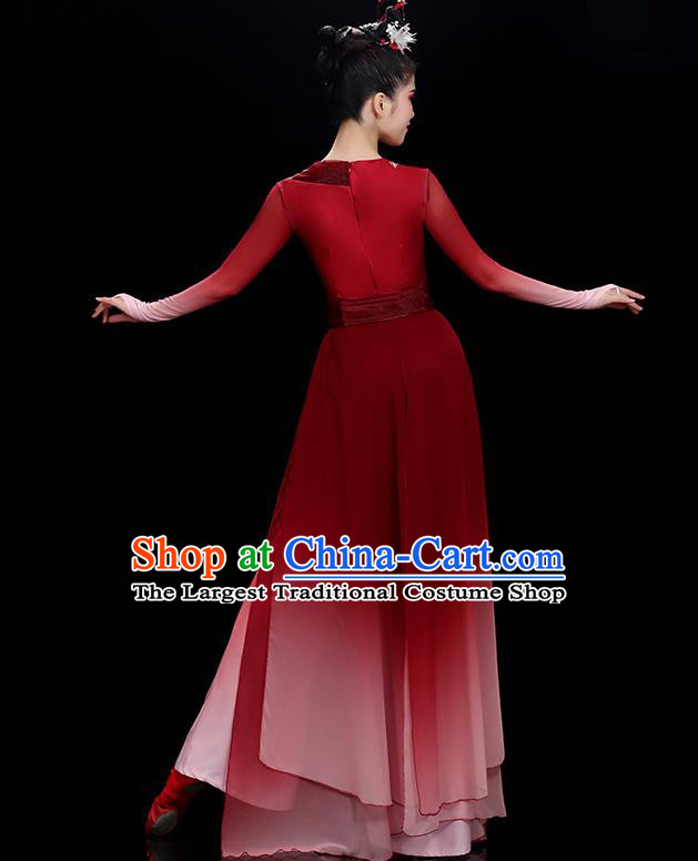 China Classical Dance Clothing Fan Dance Red Outfit Umbrella Dance Costumes Stage Performance Garments