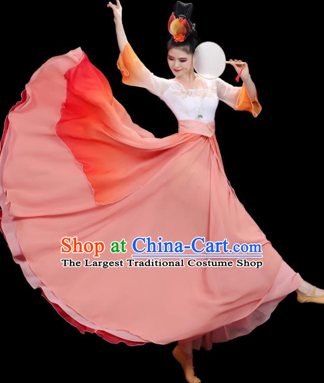 China Beauty Dance Costume Stage Performance Garments Classical Dance Clothing Fan Dance Red Dress