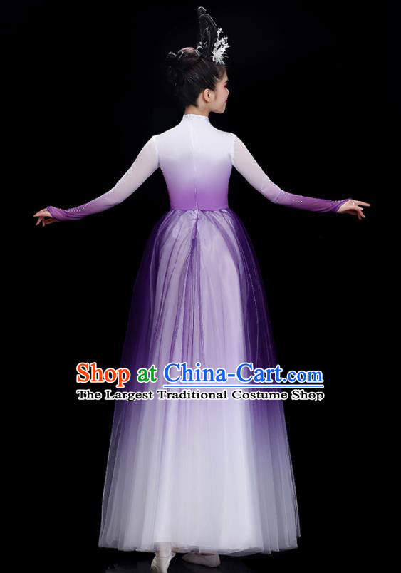 China Opening Dance Costume Stage Performance Garments Chorus Group Clothing Modern Dance Purple Dress