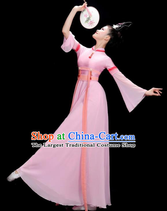 China Han Tang Dance Clothing Classical Dance Pink Dress Fan Dance Costume Stage Performance Garment