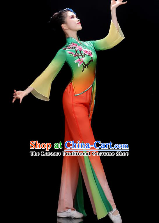 China Fan Dance Costume Stage Performance Garment Folk Dance Clothing Yangko Dance Outfit