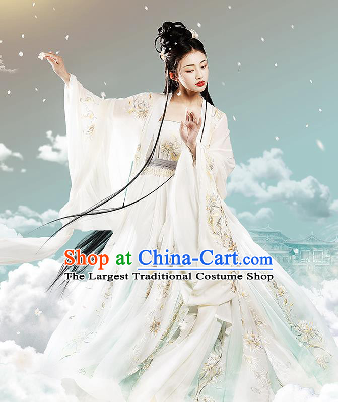 Chinese Ancient Fairy Clothing Traditional Embroidered Hanfu Dress Southern and Northern Dynasties Princess Garment Costumes