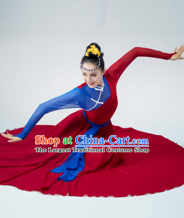 Chinese Mongolian Dance Clothing Modern Dance Costume Opening Dance Red Dress Dance Stage Performance Garment