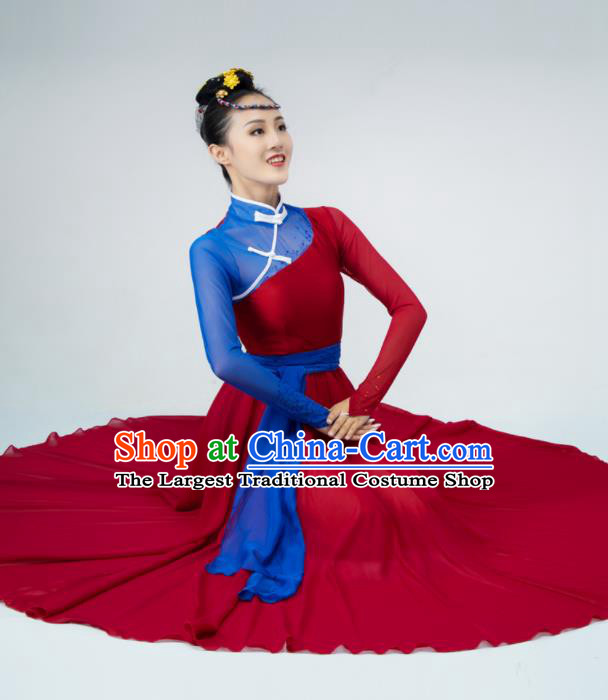 Chinese Mongolian Dance Clothing Modern Dance Costume Opening Dance Red Dress Dance Stage Performance Garment