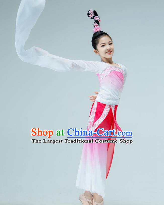Chinese Water Sleeve Dance Garment Classical Dance Clothing Stage Performance Costume Children Tao Yao Dance Pink Dress