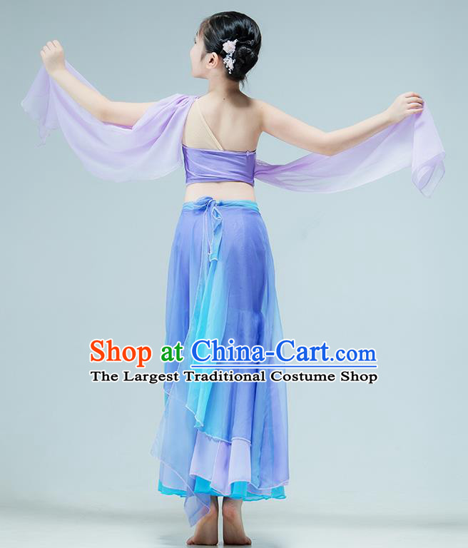 Chinese Dai Nationality Dance Lilac Dress Classical Dance Garment Children Peacock Dance Clothing Stage Performance Costume