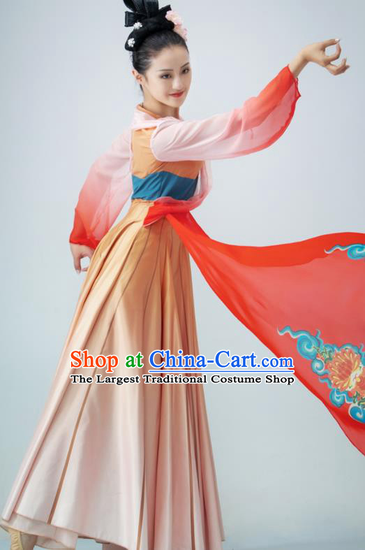 Chinese Classical Dance Dress Women Group Dance Garment Fan Dance Clothing Tang Yin Stage Performance Costume