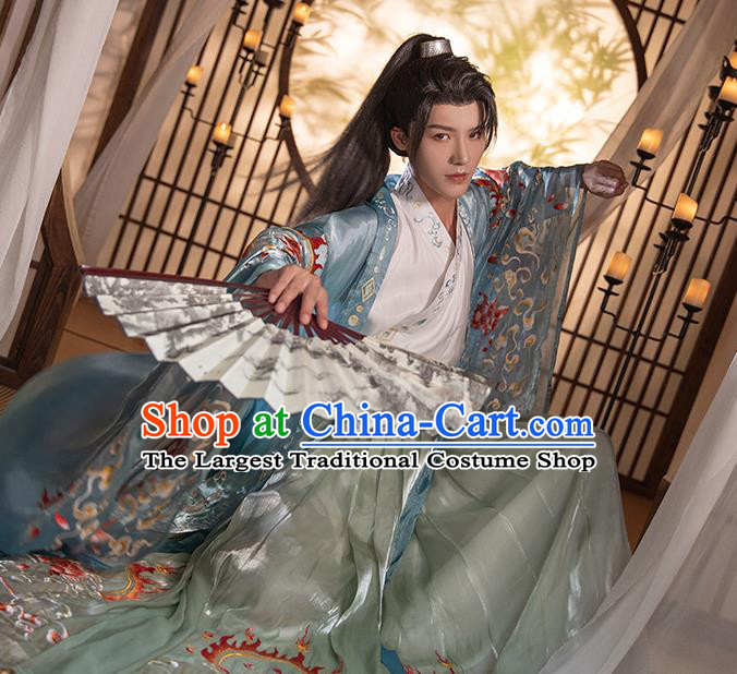 Chinese Traditional Hanfu Garments Ancient Noble Childe Clothing Jin Dynasty Swordsman Costumes