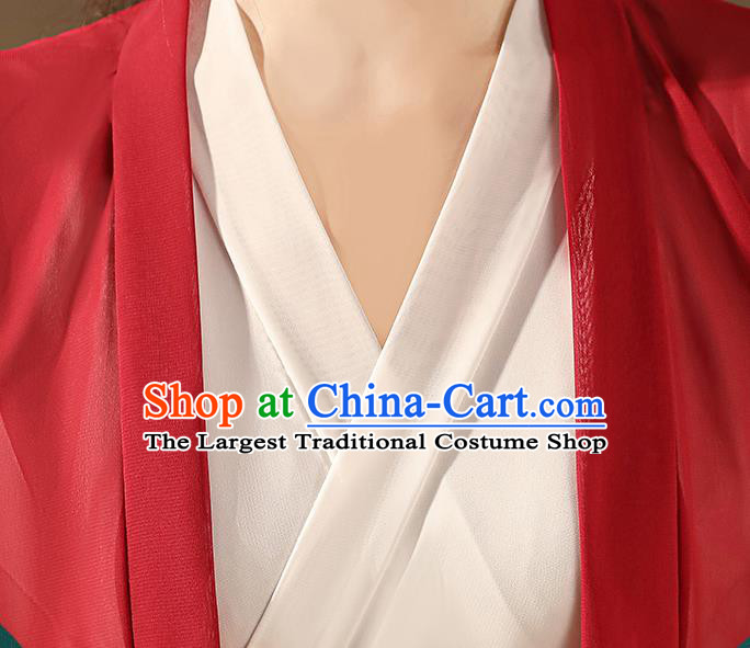 Chinese Traditional Female Swordsman Costumes Southern and Northern Dynasties Red Hanfu Dress Ancient Young Woman Clothing