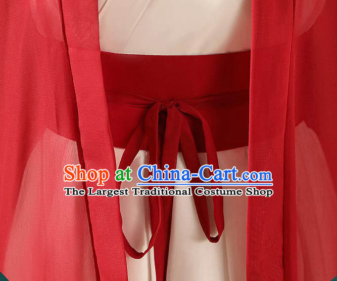 Chinese Traditional Female Swordsman Costumes Southern and Northern Dynasties Red Hanfu Dress Ancient Young Woman Clothing