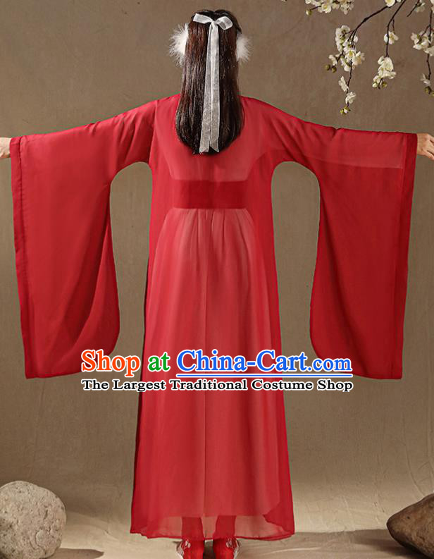 Chinese Traditional Female Swordsman Costumes Southern and Northern Dynasties Red Hanfu Dress Ancient Young Woman Clothing