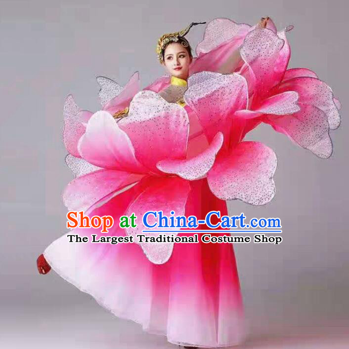 Professional Stage Performance Flower Dance Dress Pink Costume for Women