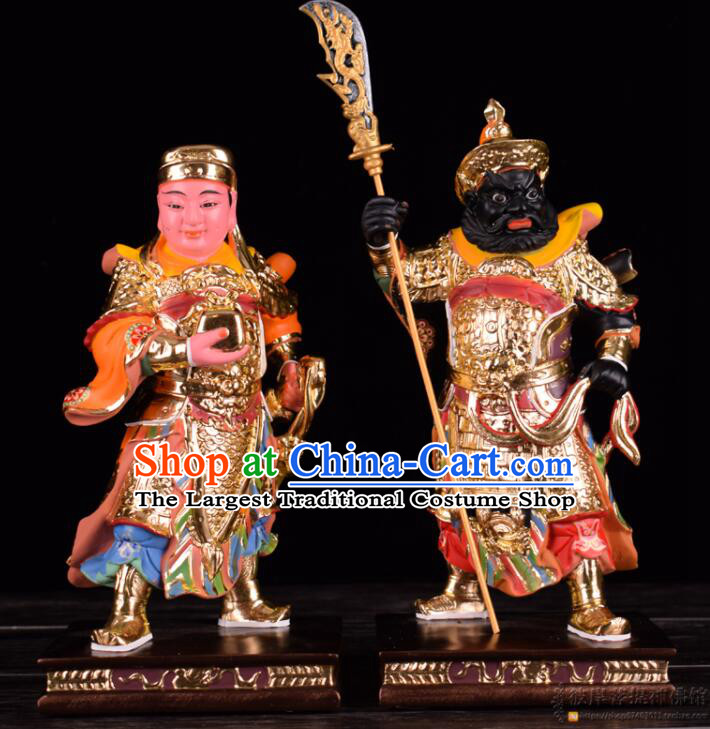 Handmade Zhou Cang and Guan Ping Statues 20 inches Resin Sculptures