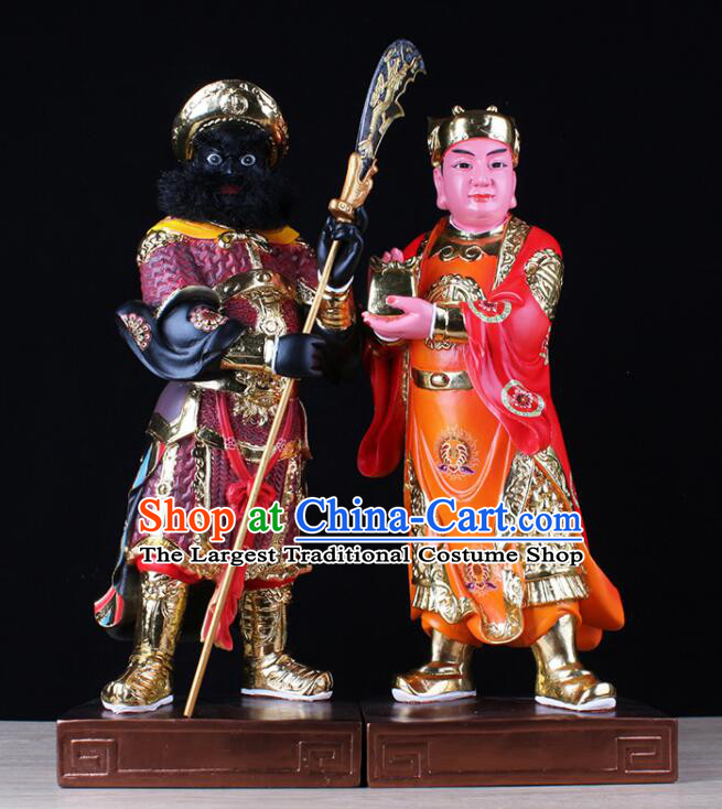 20 inches Zhou Cang and Guan Ping Statues Handmade Dunhuang Resin Sculptures