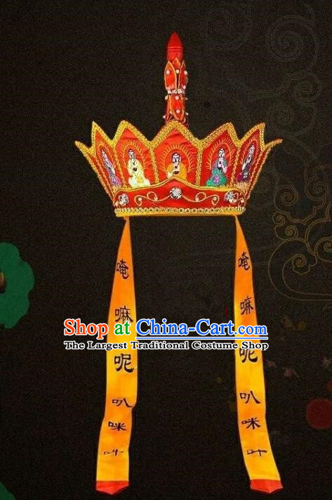 Traditional Beijing Opera Five Buddha Crown Headwear Chinese Ancient Monks Hat