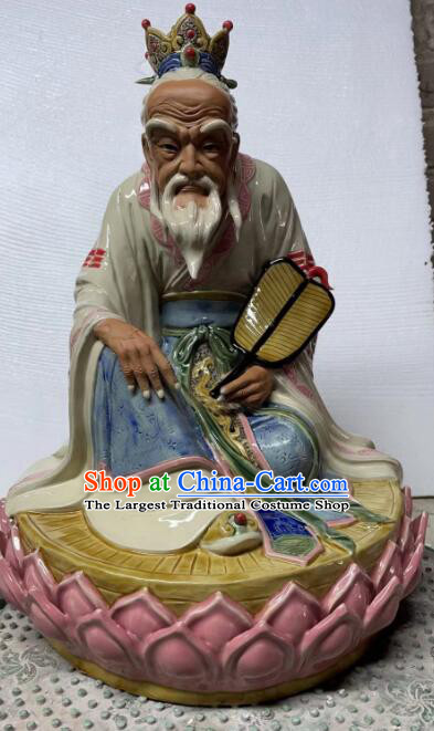 14 inches Chinese Ceramic Tai Shang Lao Jun Statue Handmade Shi Wan Porcelain Craft