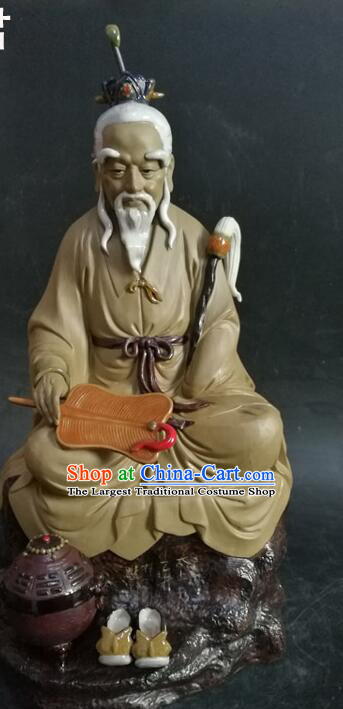 14 inches Tai Shang Lao Jun Statue Chinese Ceramic Craft Handmade Shi Wan Porcelain Lord Lao Zi Arts