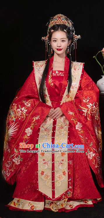 Chinese Ancient Empress Clothing Embroidered Hanfu Wedding Dresses Ming Dynasty Bride Garment Costumes