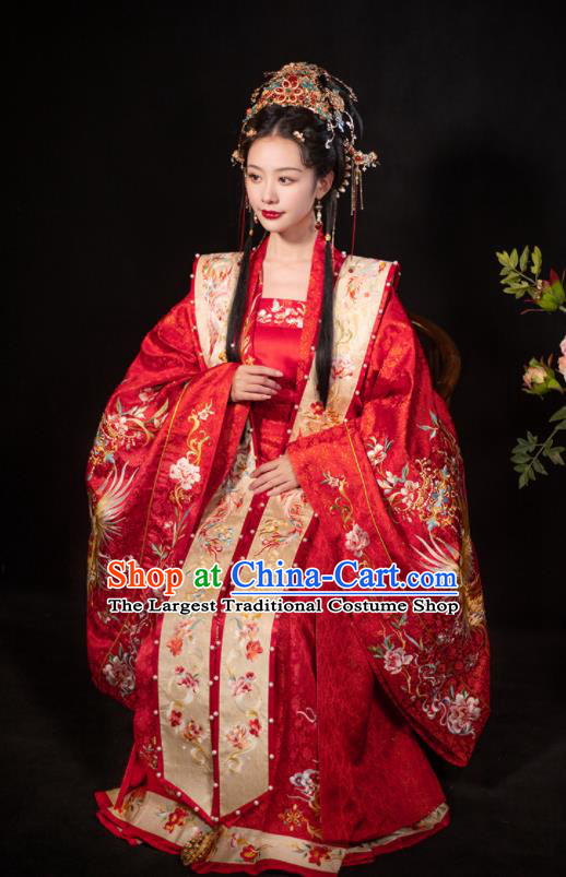 Chinese Ancient Empress Clothing Embroidered Hanfu Wedding Dresses Ming Dynasty Bride Garment Costumes