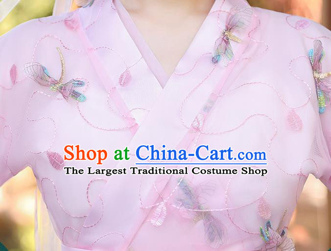 Chinese Traditional Garment Costume Ancient Fairy Pink Dress Clothing