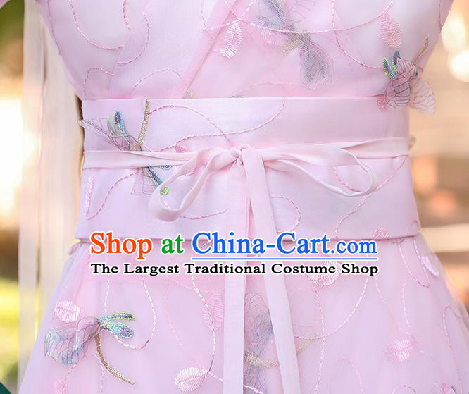 Chinese Traditional Garment Costume Ancient Fairy Pink Dress Clothing