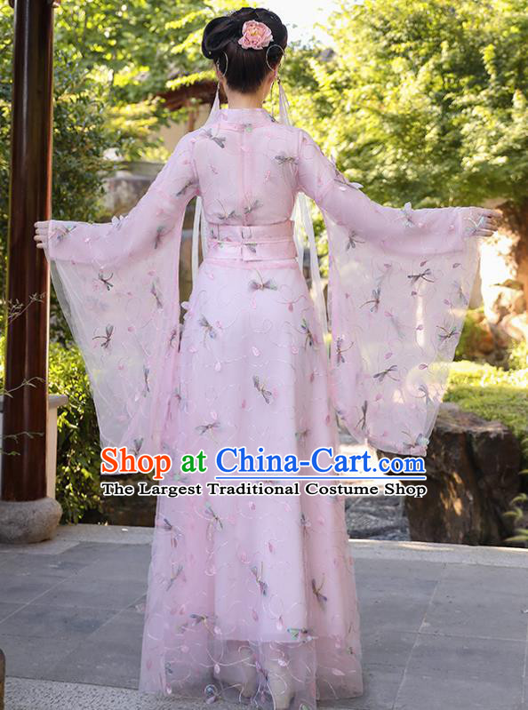 Chinese Traditional Garment Costume Ancient Fairy Pink Dress Clothing