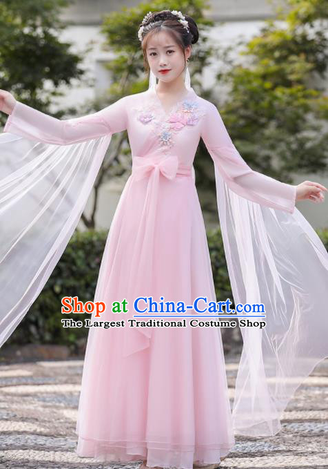 Chinese Ancient Fairy Pink Dress Clothing Traditional Garment Costume