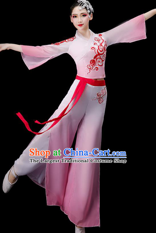 Chinese Folk Dance Pink Outfit Fan Dance Costumes Yangko Dance Clothing