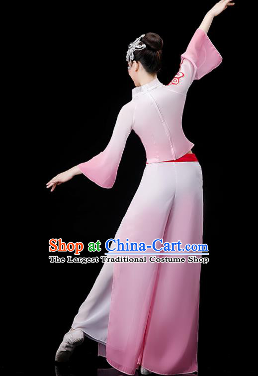 Chinese Folk Dance Pink Outfit Fan Dance Costumes Yangko Dance Clothing