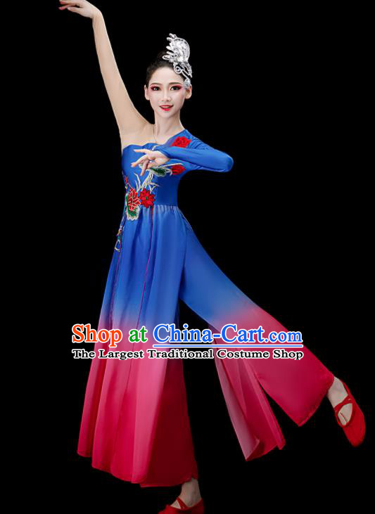 Chinese Women Group Dance Costume Classical Dance Clothing Umbrella Dance Dress