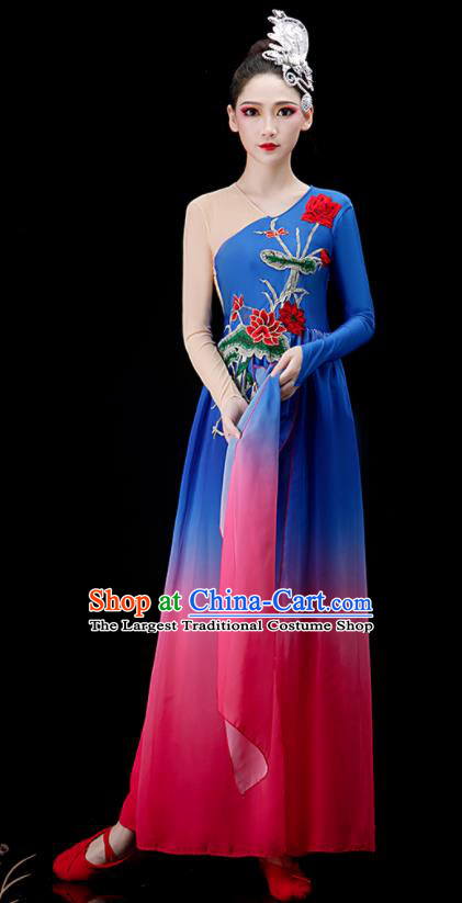 Chinese Women Group Dance Costume Classical Dance Clothing Umbrella Dance Dress