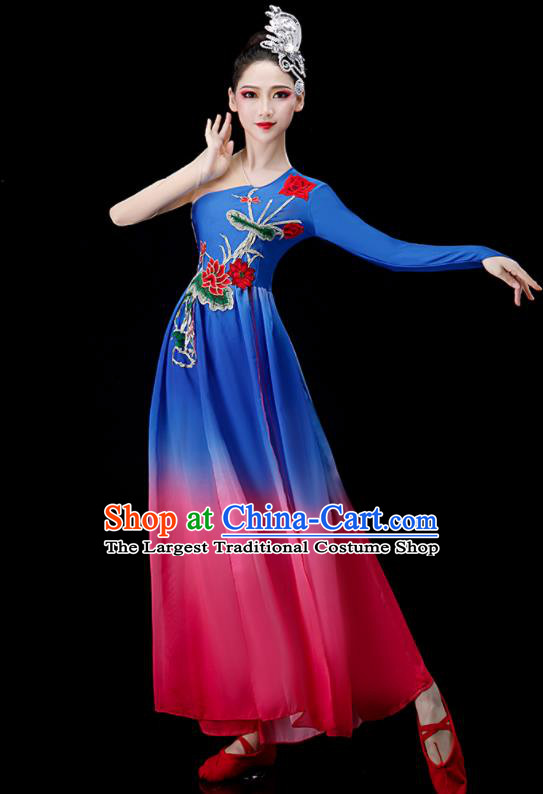 Chinese Women Group Dance Costume Classical Dance Clothing Umbrella Dance Dress