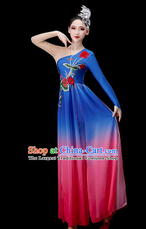 Chinese Women Group Dance Costume Classical Dance Clothing Umbrella Dance Dress