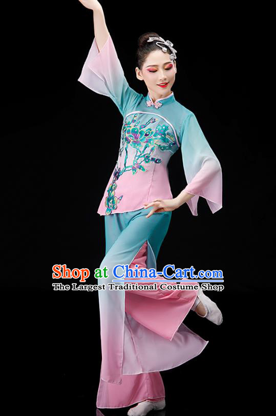 Chinese Folk Dance Gradient Outfit Women Group Dance Costume Yangko Dance Clothing