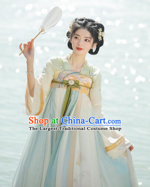 Chinese Ancient Young Lady Dress Tang Dynasty Garment Costumes Traditional Hanfu Clothing